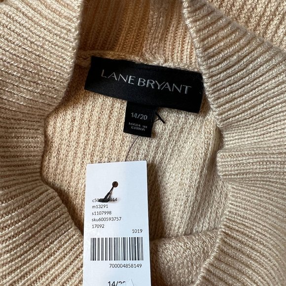 Lane Bryant Women's Poncho Knit Cape Sweater‎ Beige No Sleeves Sz 14/20 - Picture 6 of 6